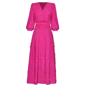 Unique V-Neck Lantern Sleeve Feathers Patchwork Elegant Party Dress