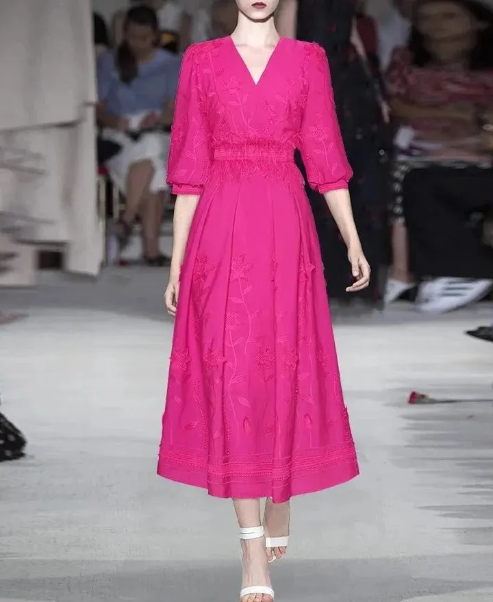 Unique V-Neck Lantern Sleeve Feathers Patchwork Elegant Party Dress