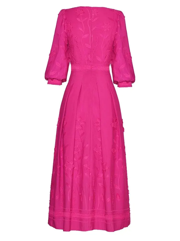 Unique V-Neck Lantern Sleeve Feathers Patchwork Elegant Party Dress
