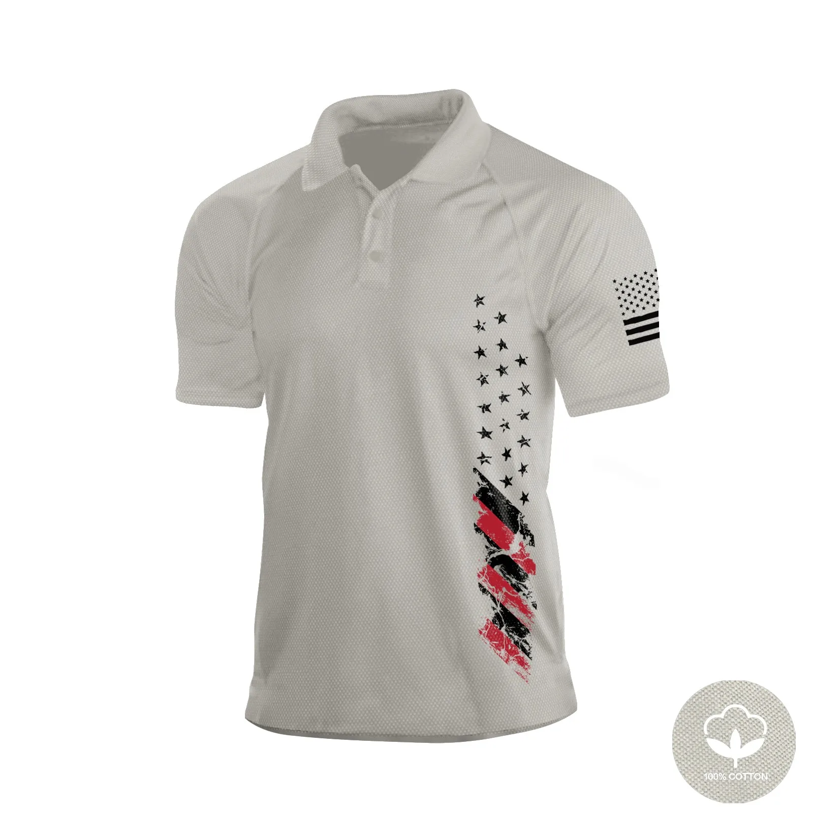 USA FLAG  100% COTTON RAGLAN GRAPHIC SHORT SLEEVE POLO SHIRT