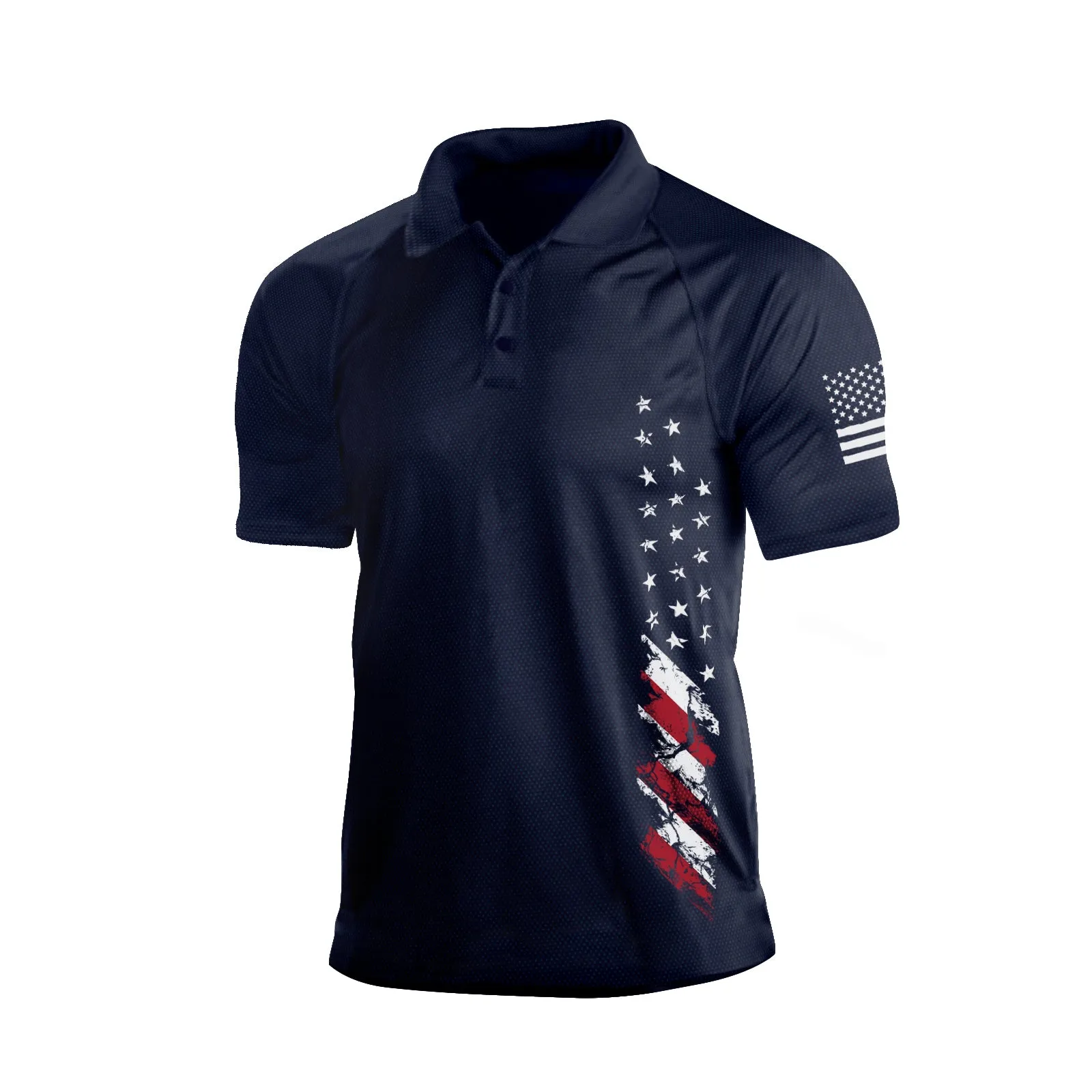 USA FLAG  100% COTTON RAGLAN GRAPHIC SHORT SLEEVE POLO SHIRT