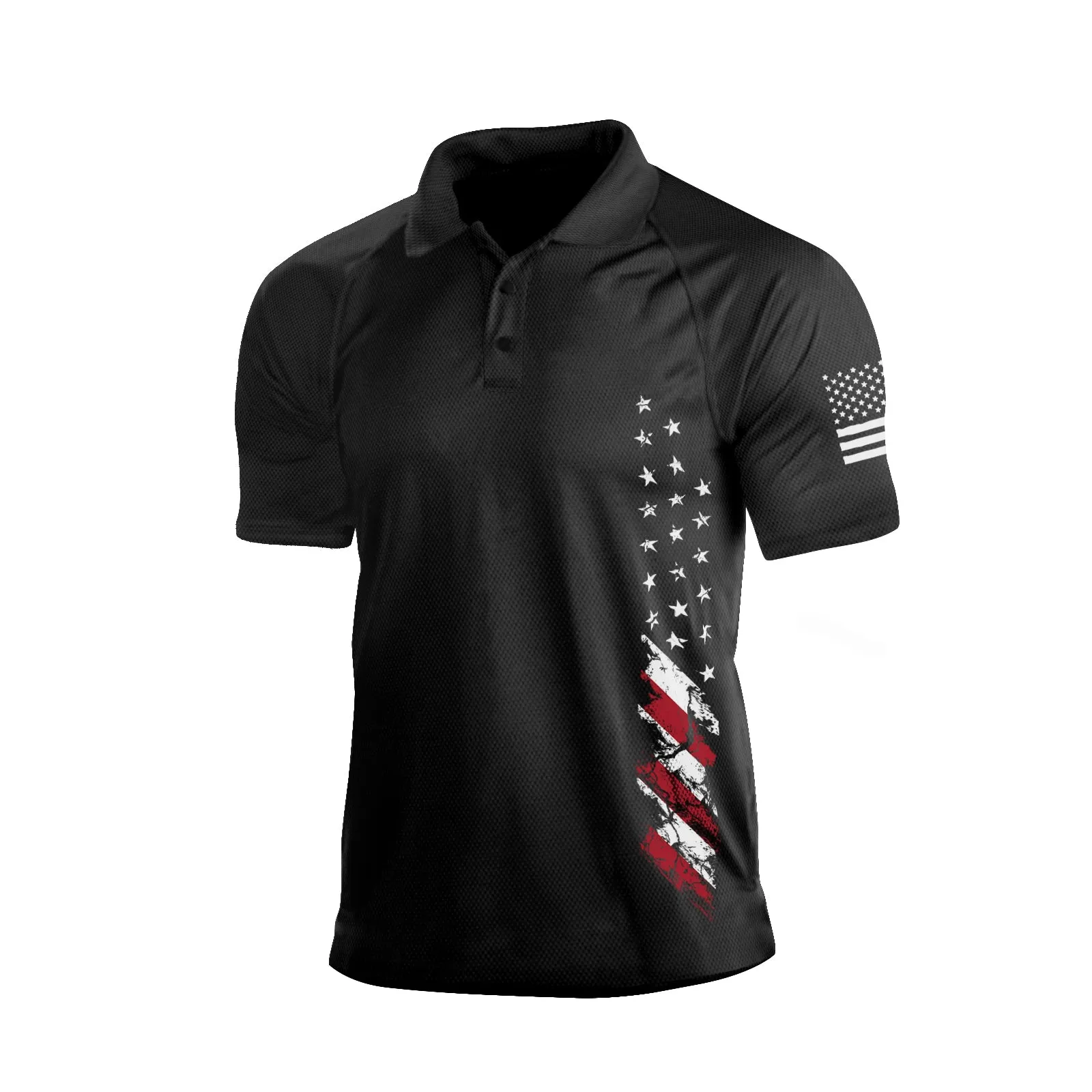 USA FLAG  100% COTTON RAGLAN GRAPHIC SHORT SLEEVE POLO SHIRT
