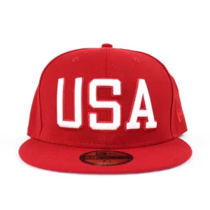 USA New Era 59Fifty Fitted Hat (Red Gray Under Brim)