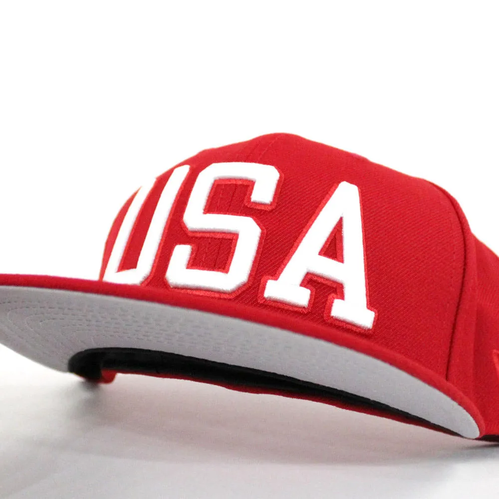 USA New Era 59Fifty Fitted Hat (Red Gray Under Brim)