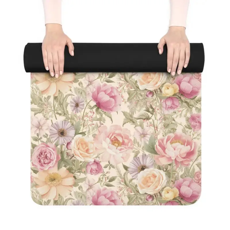Vibrant Pink Flowers Yoga Mat for Perfect Yoga Practice