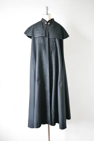 Vintage 1960s Black Embroidered Casa Sesena Madrid  Vintage Spanish Cape