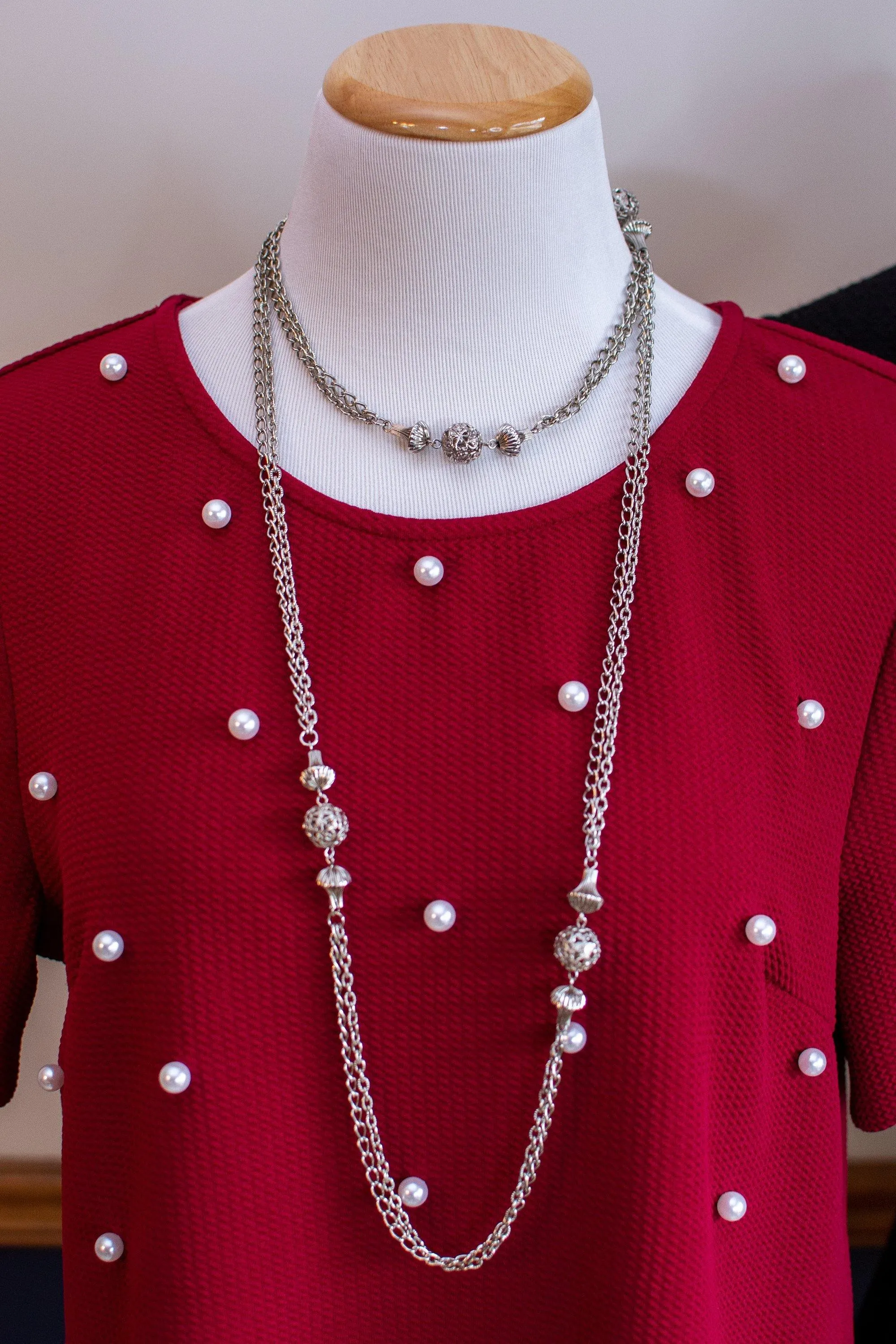 Vintage 1960s Silver Filigree Bead and Chain Necklace