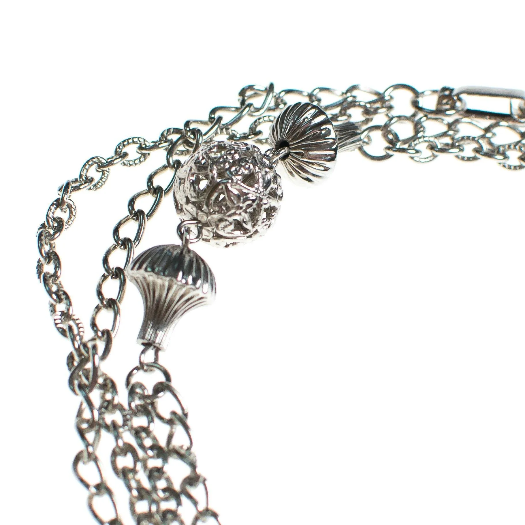 Vintage 1960s Silver Filigree Bead and Chain Necklace