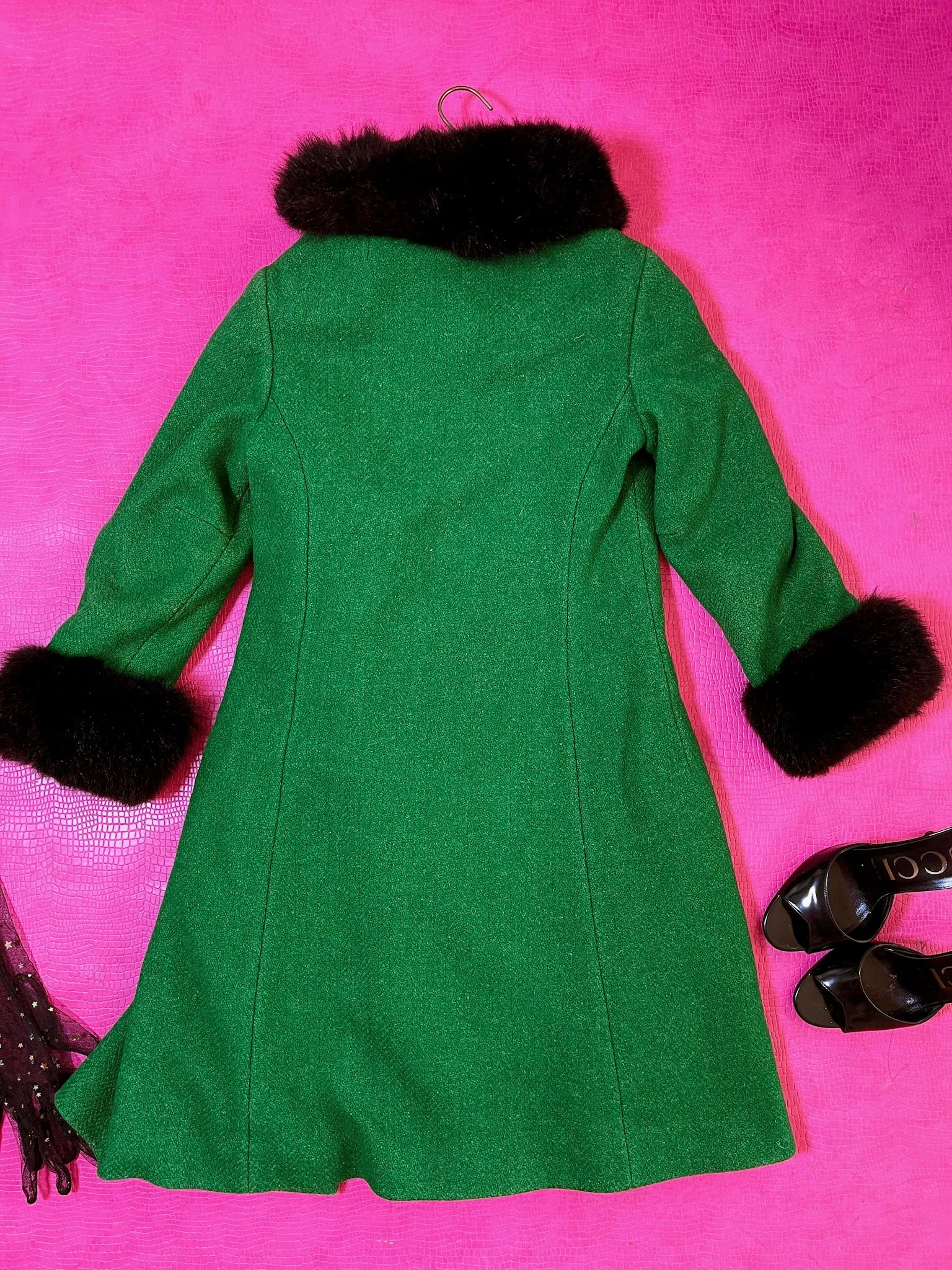 Vintage 60s Mod Green Double Breasted Coat - Best Fits Size XS-S