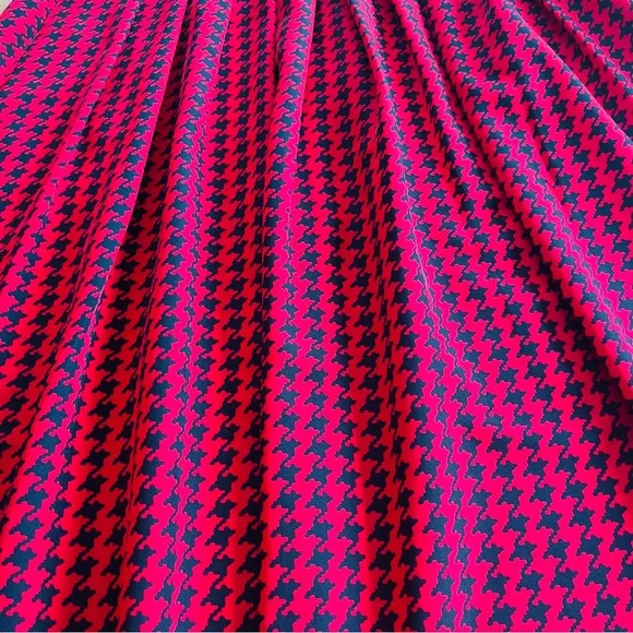 Vintage 80s 90s Red and Black Matching Top Skirt and Scarf Bow Tie Neck Size 12