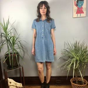 Vintage 90s Faded Glory denim dress jumper pinafore // Size 10