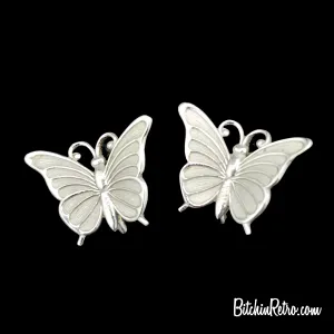 Vintage Beau Jewelry Sterling Silver Butterfly Earrings Circa 1960's