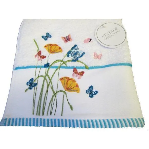 Vintage Butterfly White Towels