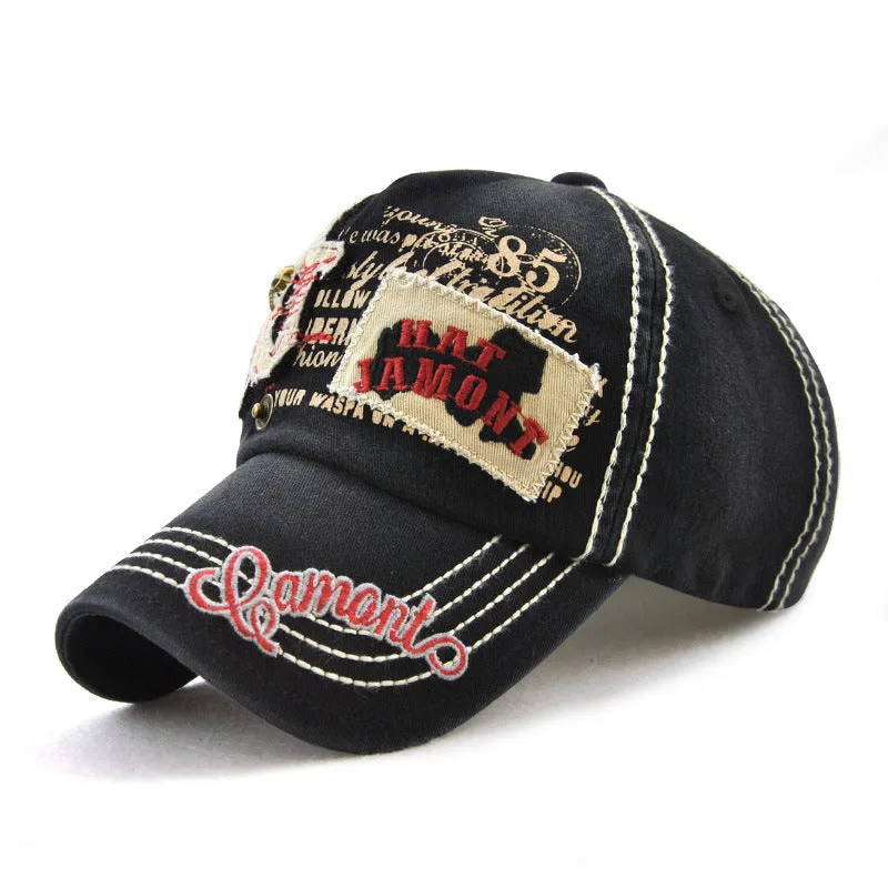 VINTAGE CALICO EMBROIDERED METAL SKULL HEAD BASEBALL CAP