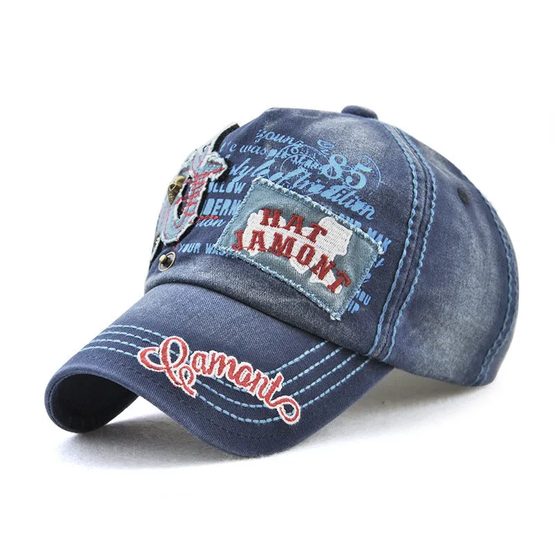 VINTAGE CALICO EMBROIDERED METAL SKULL HEAD BASEBALL CAP