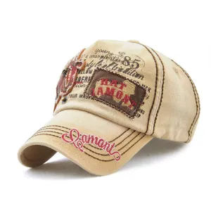 VINTAGE CALICO EMBROIDERED METAL SKULL HEAD BASEBALL CAP