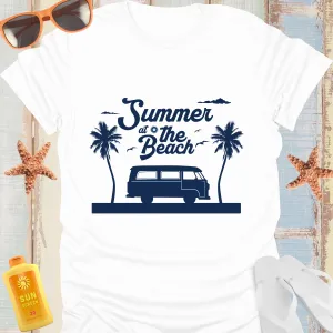 Vintage Camper Van Tee In Soothing Summer Blue