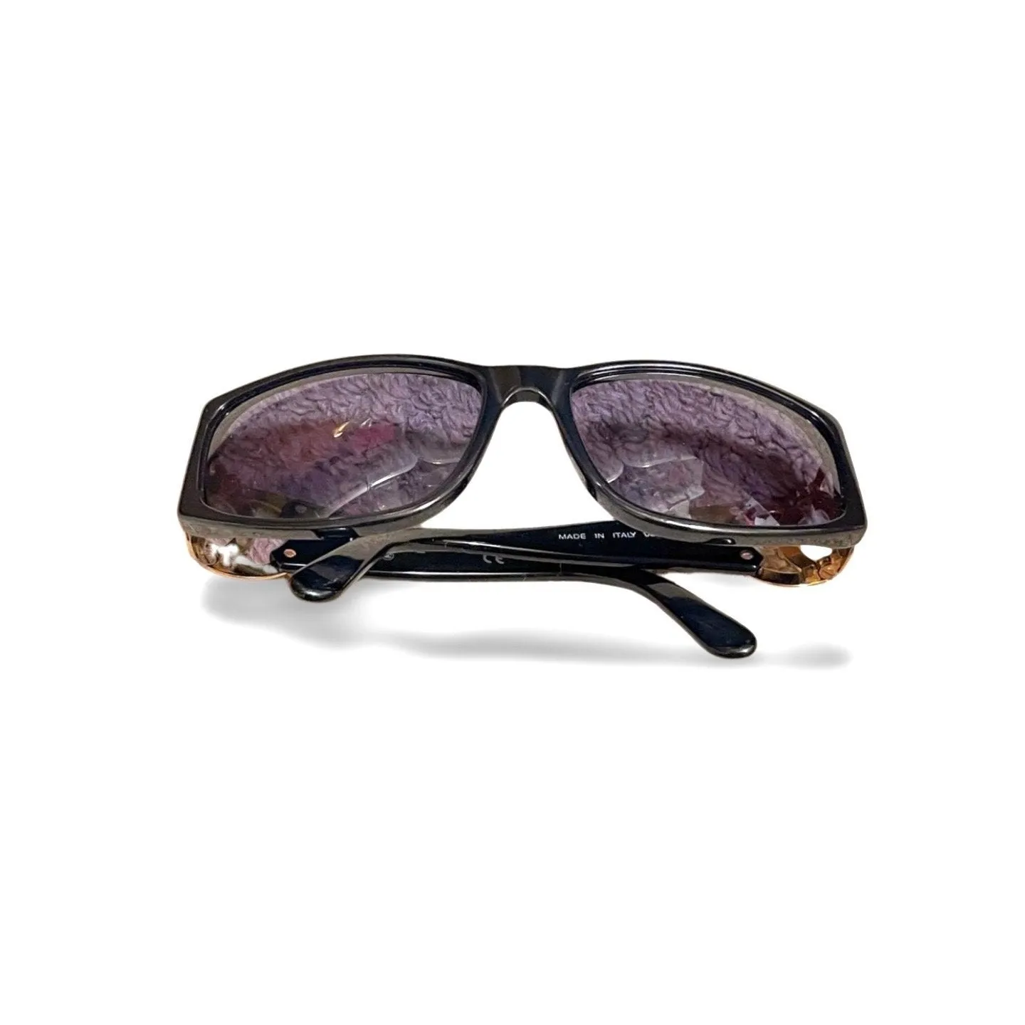 Vintage CHANEL black frame sunglasses with large CC motifs at sides. Mod and chic eyewear you must get. 060521ac4