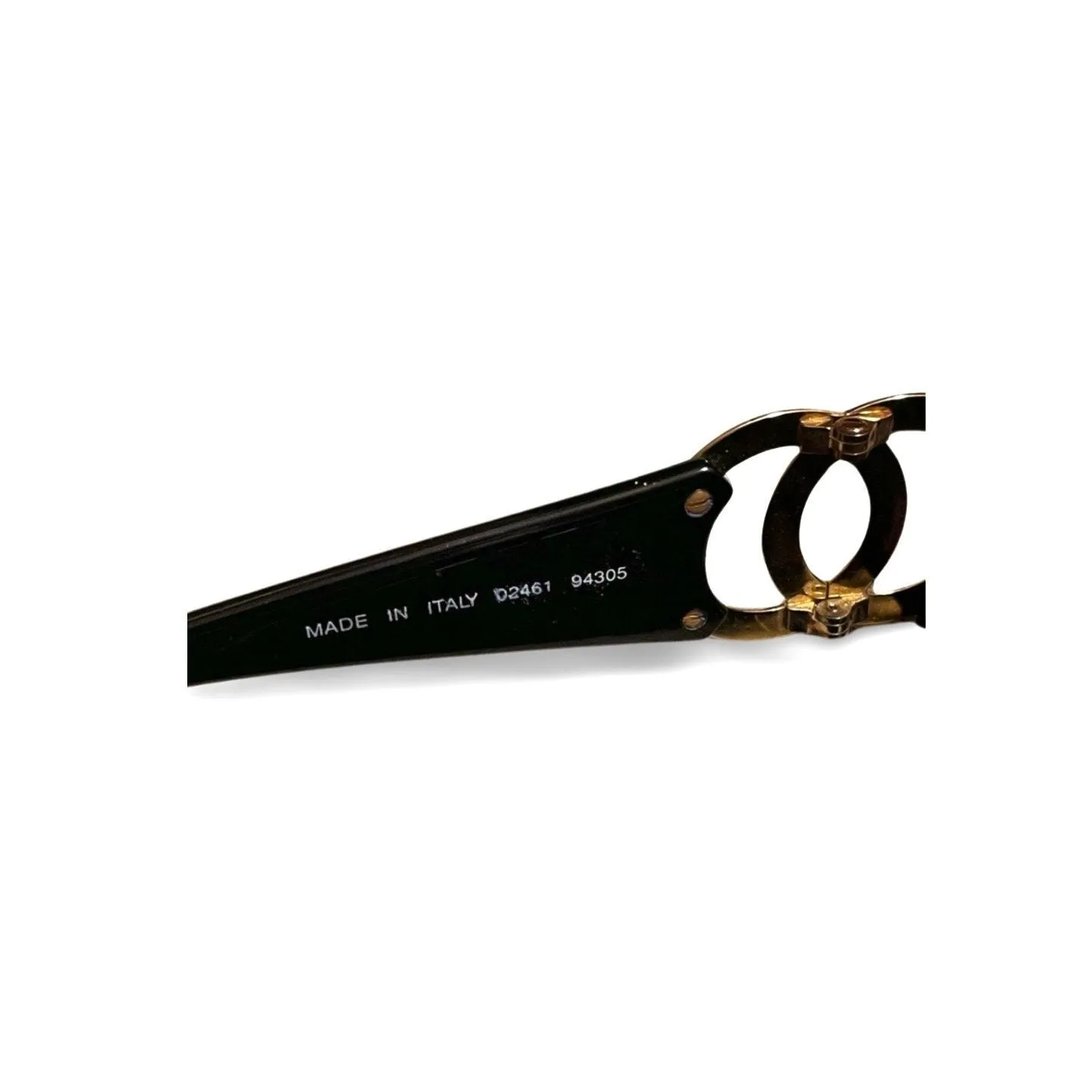 Vintage CHANEL black frame sunglasses with large CC motifs at sides. Mod and chic eyewear you must get. 060521ac4