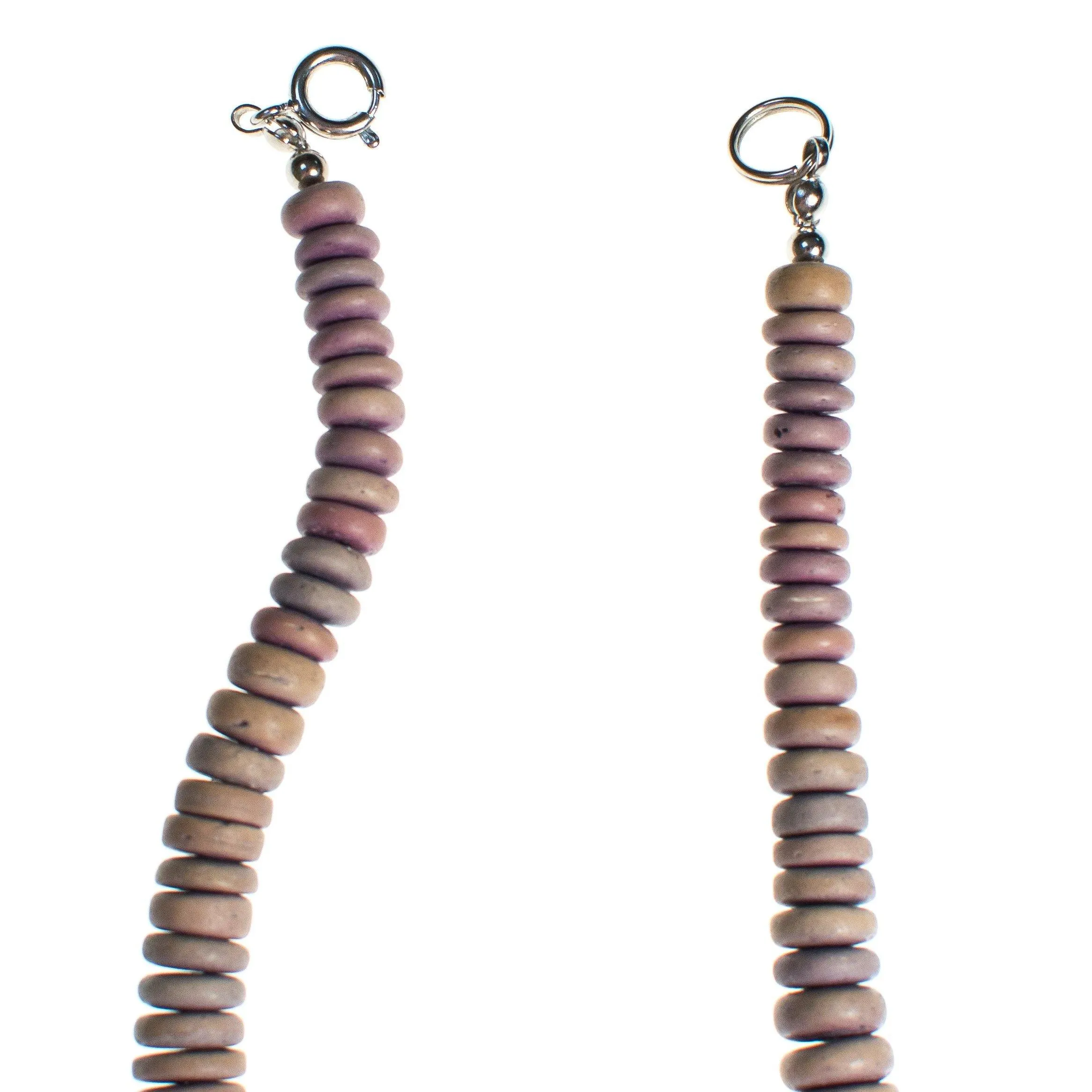 Vintage Chunky Lavender Dyed Wood Disc Beads Graduated Necklace