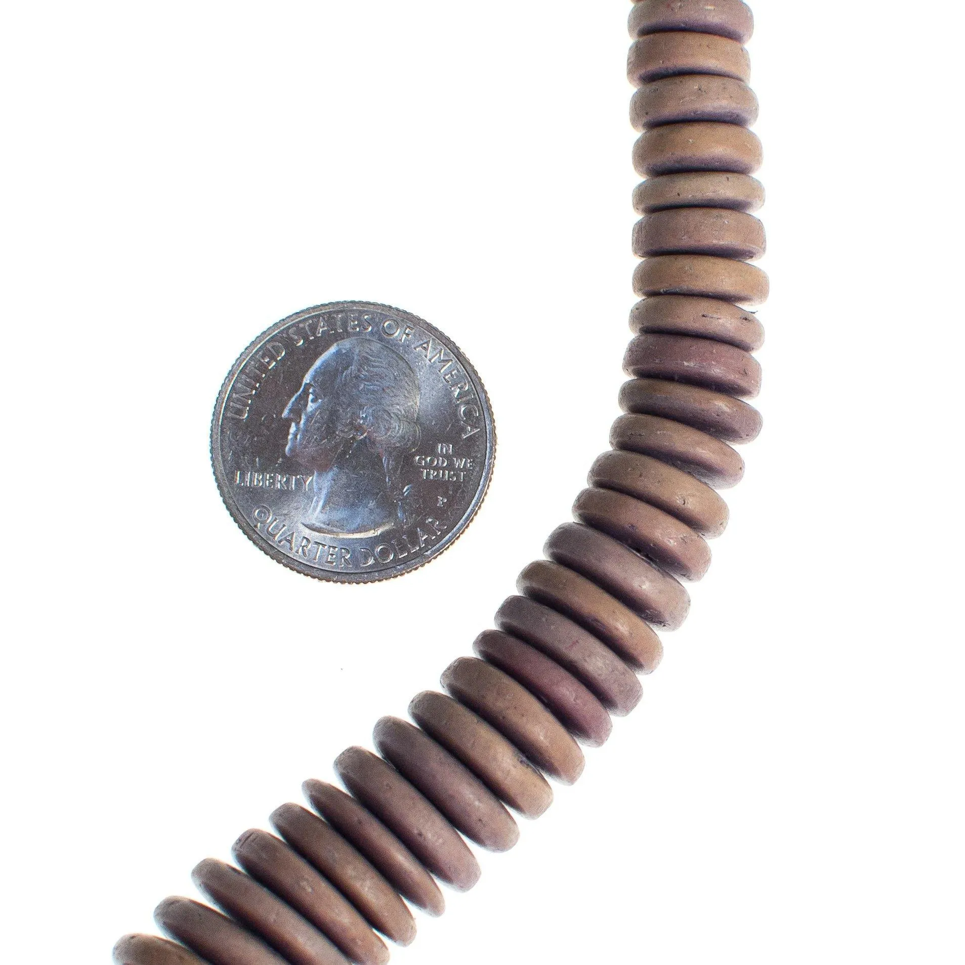 Vintage Chunky Lavender Dyed Wood Disc Beads Graduated Necklace