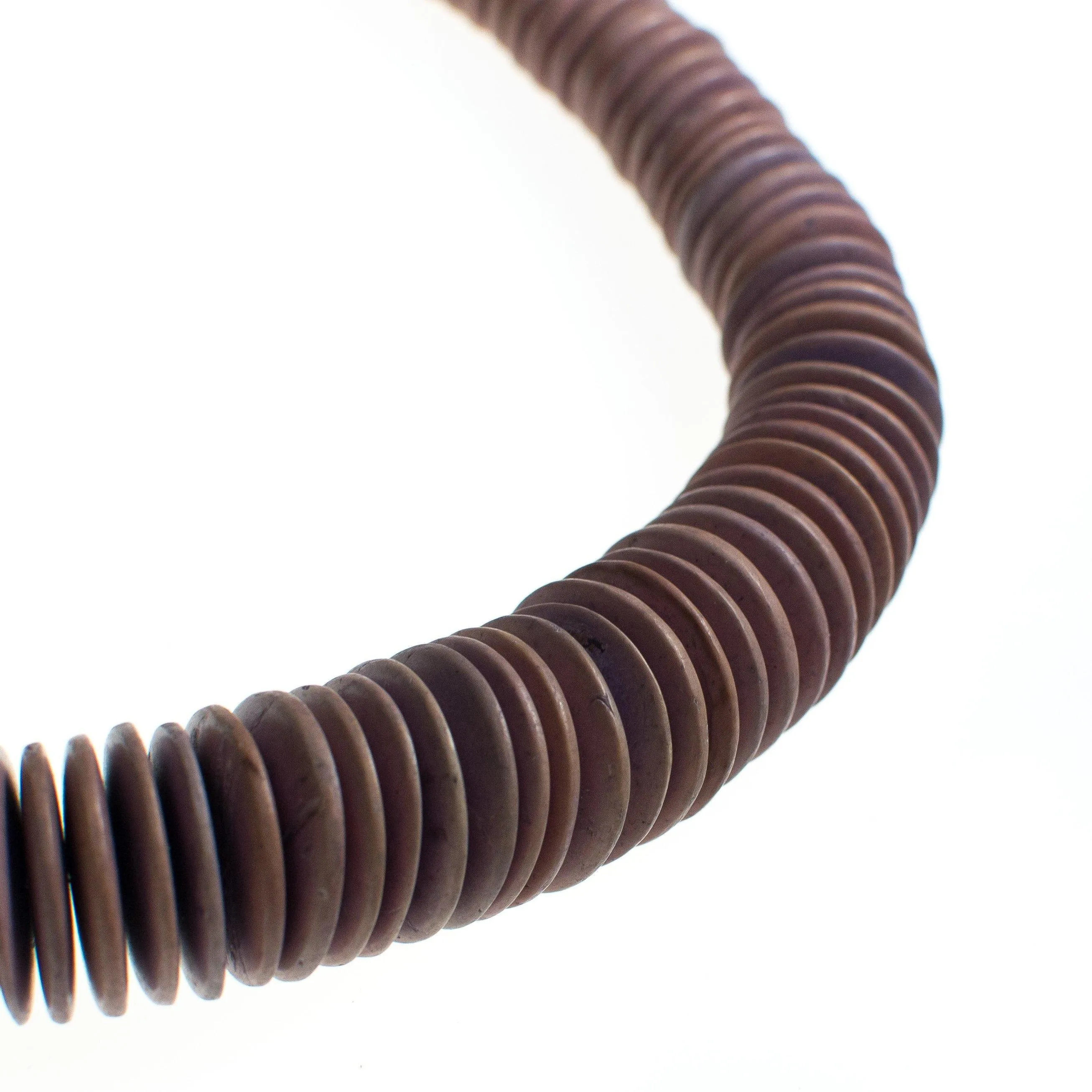 Vintage Chunky Lavender Dyed Wood Disc Beads Graduated Necklace