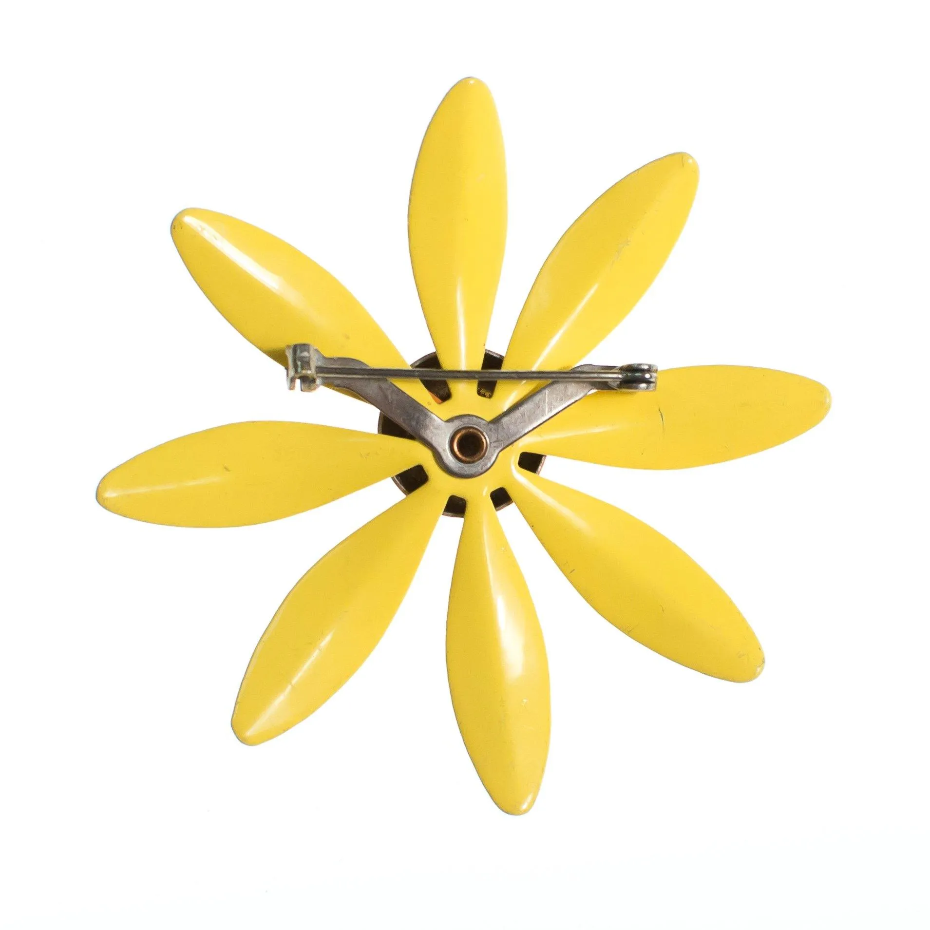 Vintage Retro Mod Flower Power Yellow and Orange Enamel Brooch
