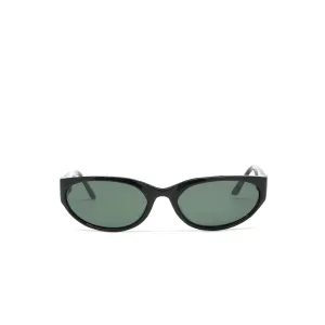 Vintage Standard Size Red Circular Frame Sunglasses - Black