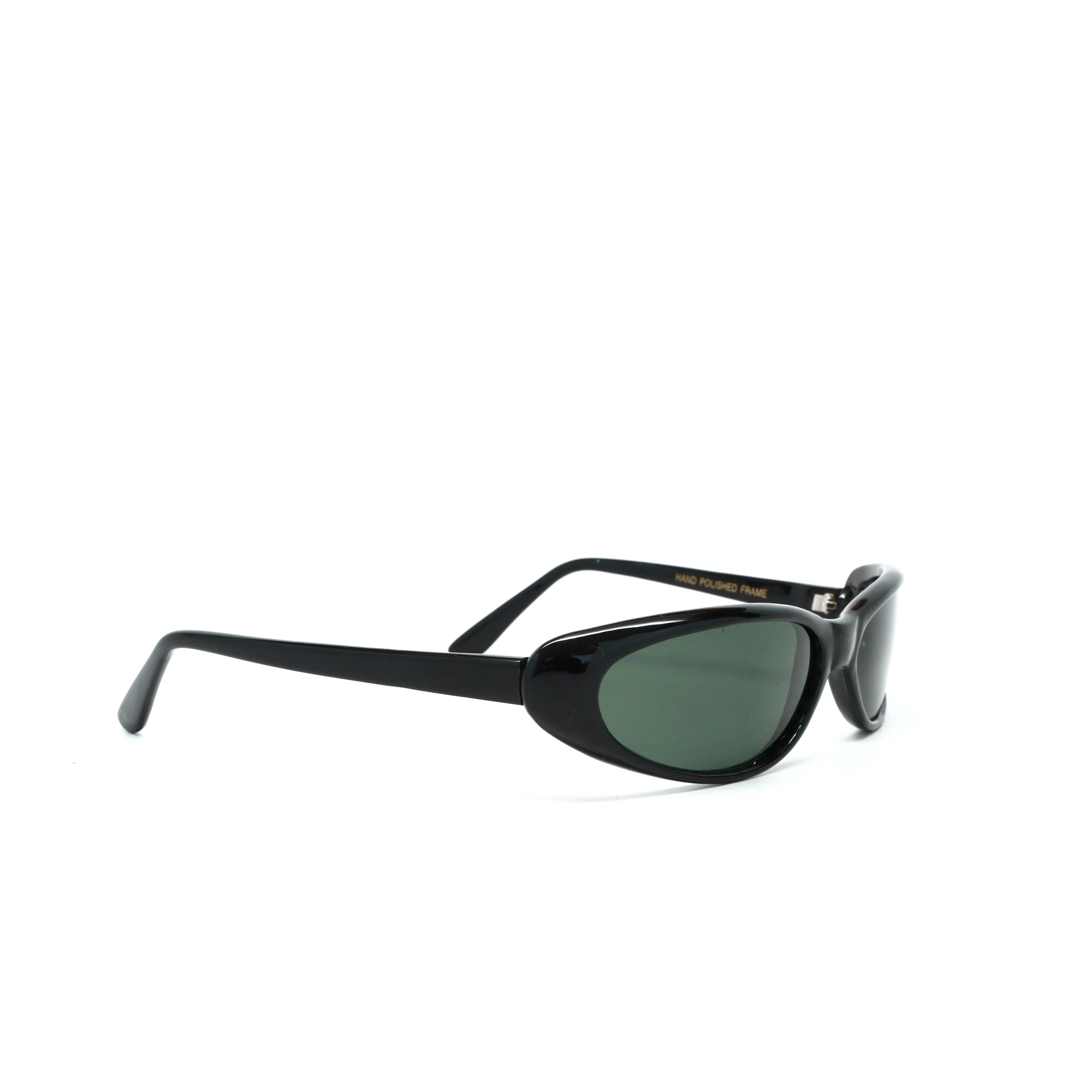 Vintage Standard Size Slim Narrow Oval Frame Sunglasses - Black