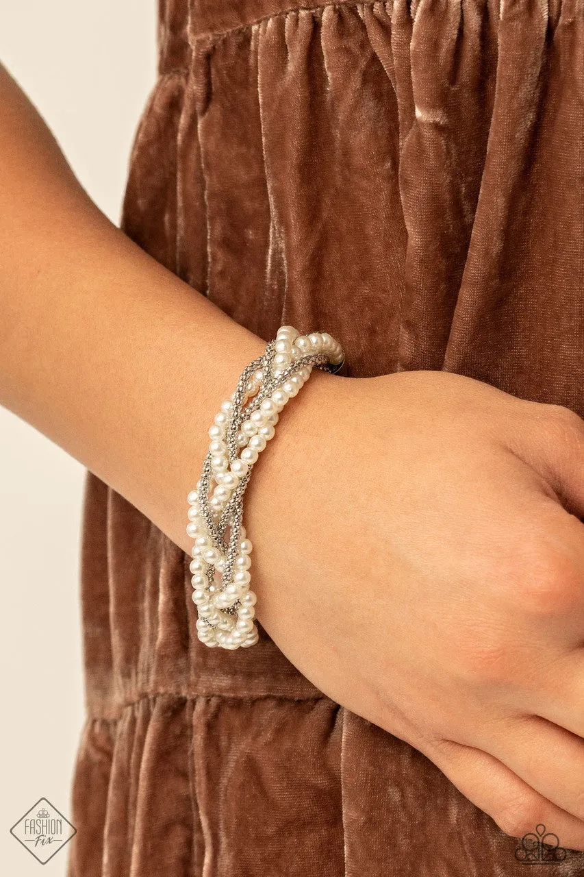 Vintage Variation White Paparazzi Bracelet