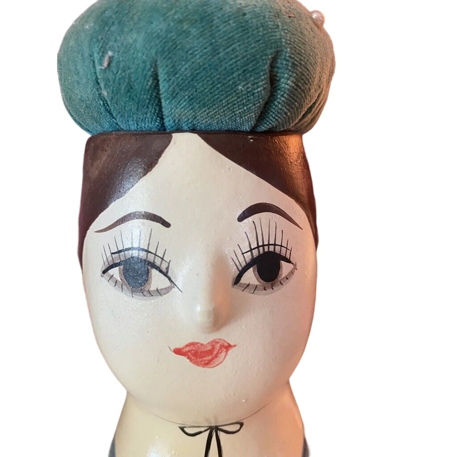 VTG Gemma Taccogna Folk Art retro Paper Mache Made in Japan Art Pin Cushion Head