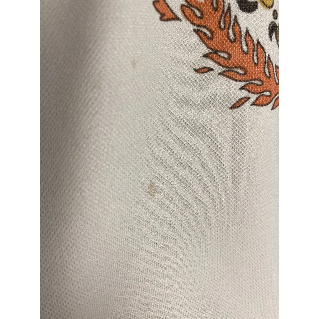 VTG Mod Top retro 1970's Nylon Stretch Orange Gold Brown Women M Astronauts Wives