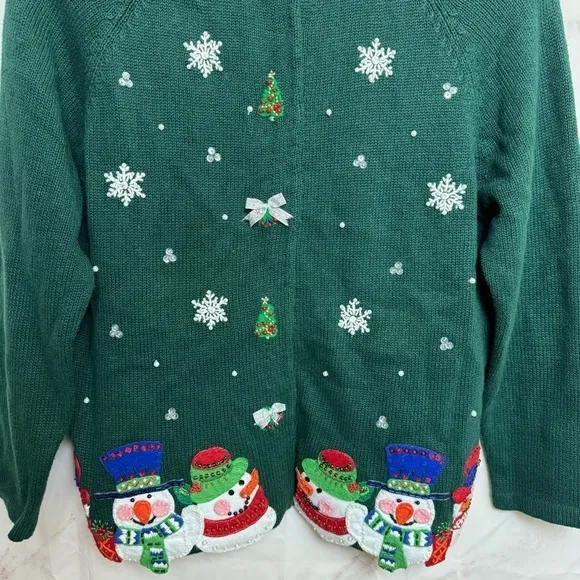 VTG Tiara Snowmen Ugly Button-Up Cardigan - B35