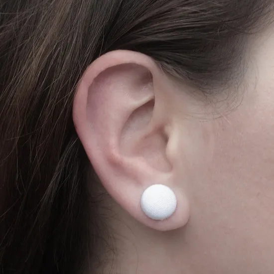 Warm Mod Fabric Covered Button Earrings