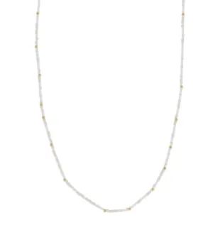 White Color Wheel 18k Plated Bead Necklace