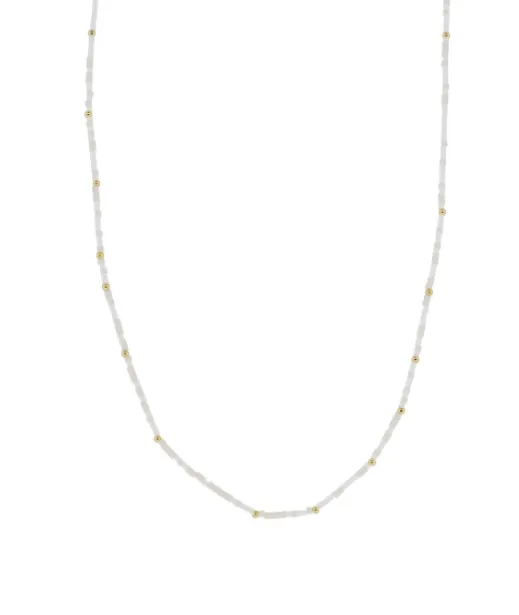 White Color Wheel 18k Plated Bead Necklace