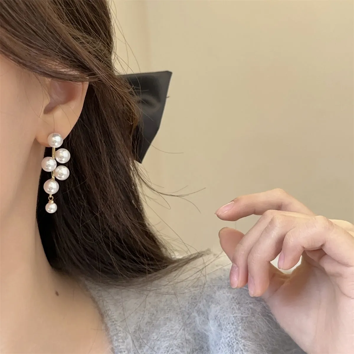 White Pearl & 18K Gold-Plated Lamp Post Drop Earrings
