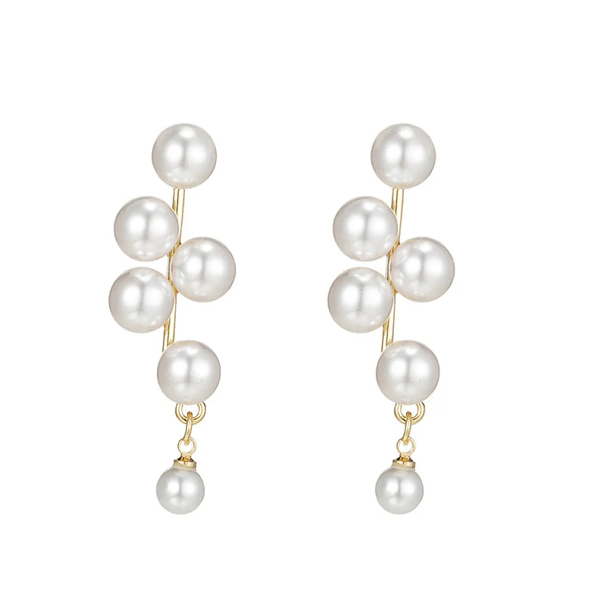White Pearl & 18K Gold-Plated Lamp Post Drop Earrings