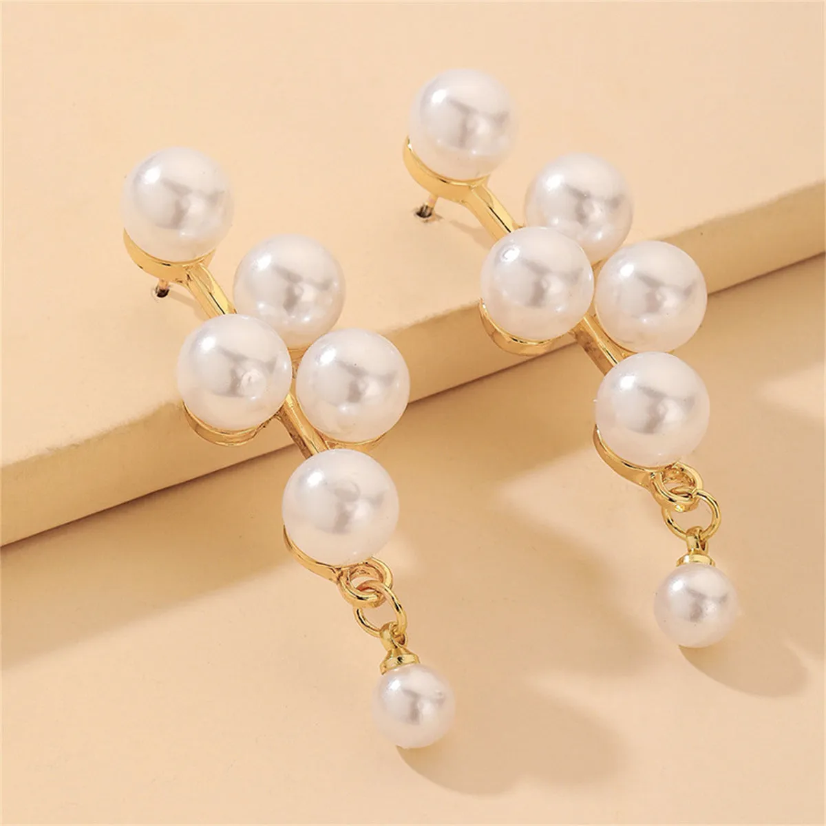 White Pearl & 18K Gold-Plated Lamp Post Drop Earrings