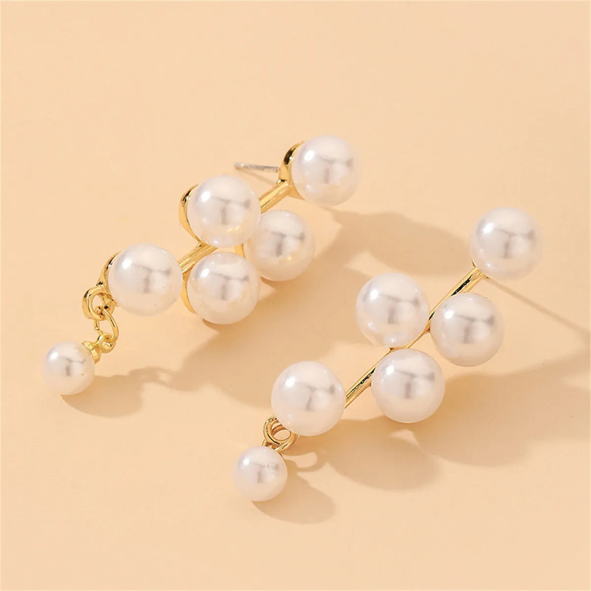White Pearl & 18K Gold-Plated Lamp Post Drop Earrings