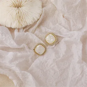 White Resin & 18K Gold-Plated Square Stud Earrings