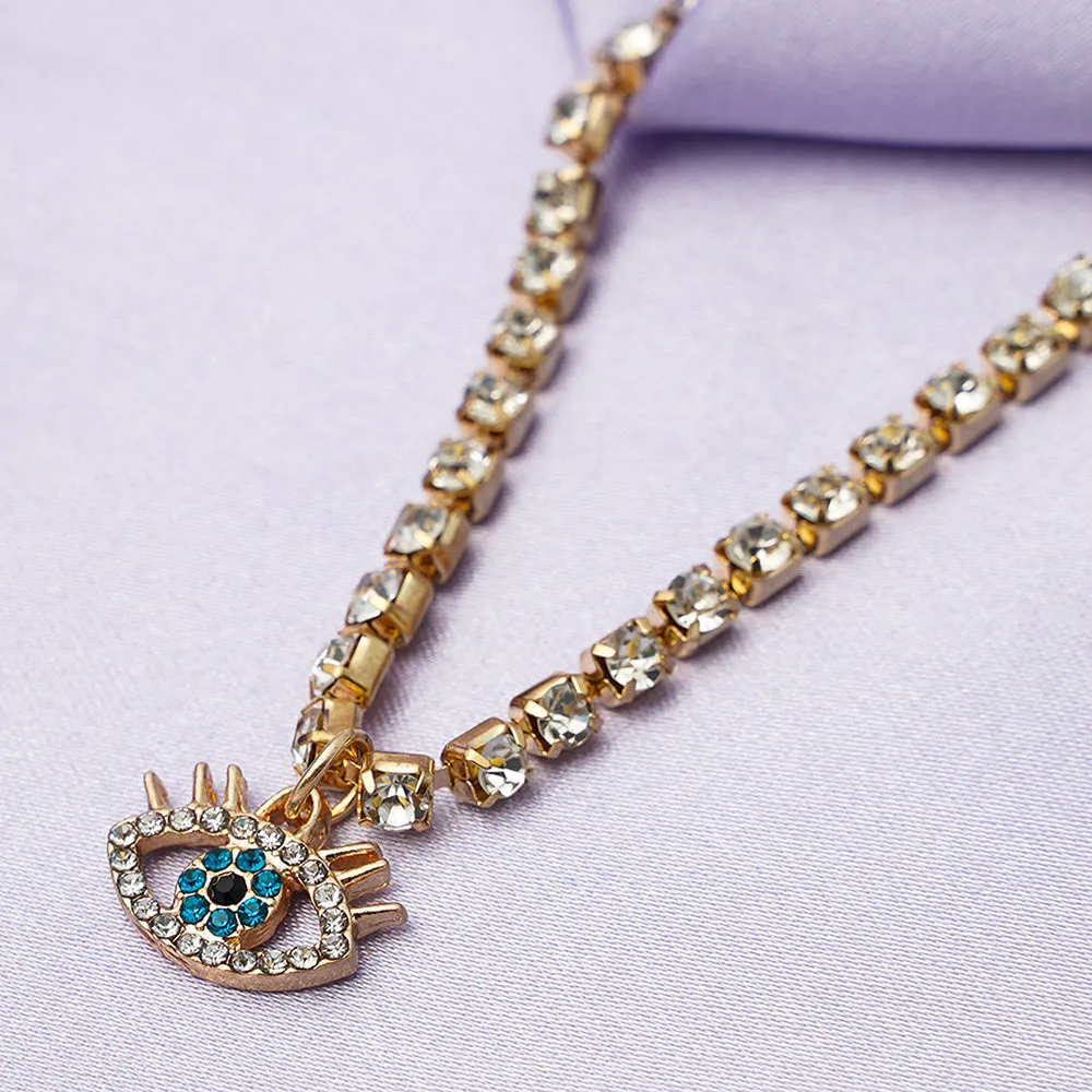 White Stone Evil Eye Necklace