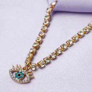 White Stone Evil Eye Necklace