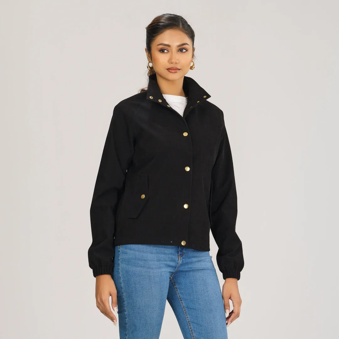 Womens Black Windbreaker