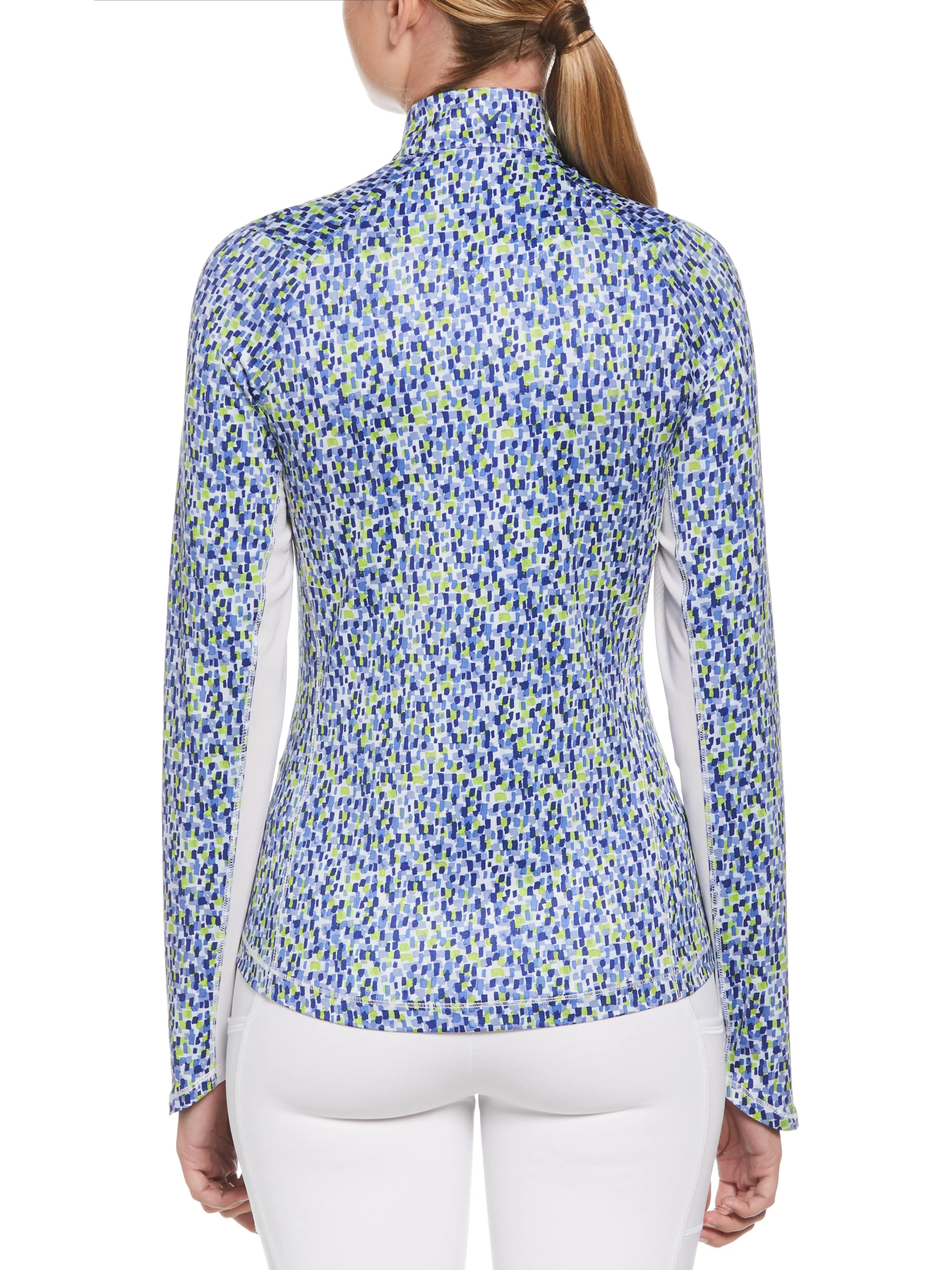 Womens Digital Confetti Print Sun Protection Golf Shirt