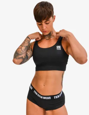 WOMEN'S GYM CROP TOP | STRAPPED BLACK