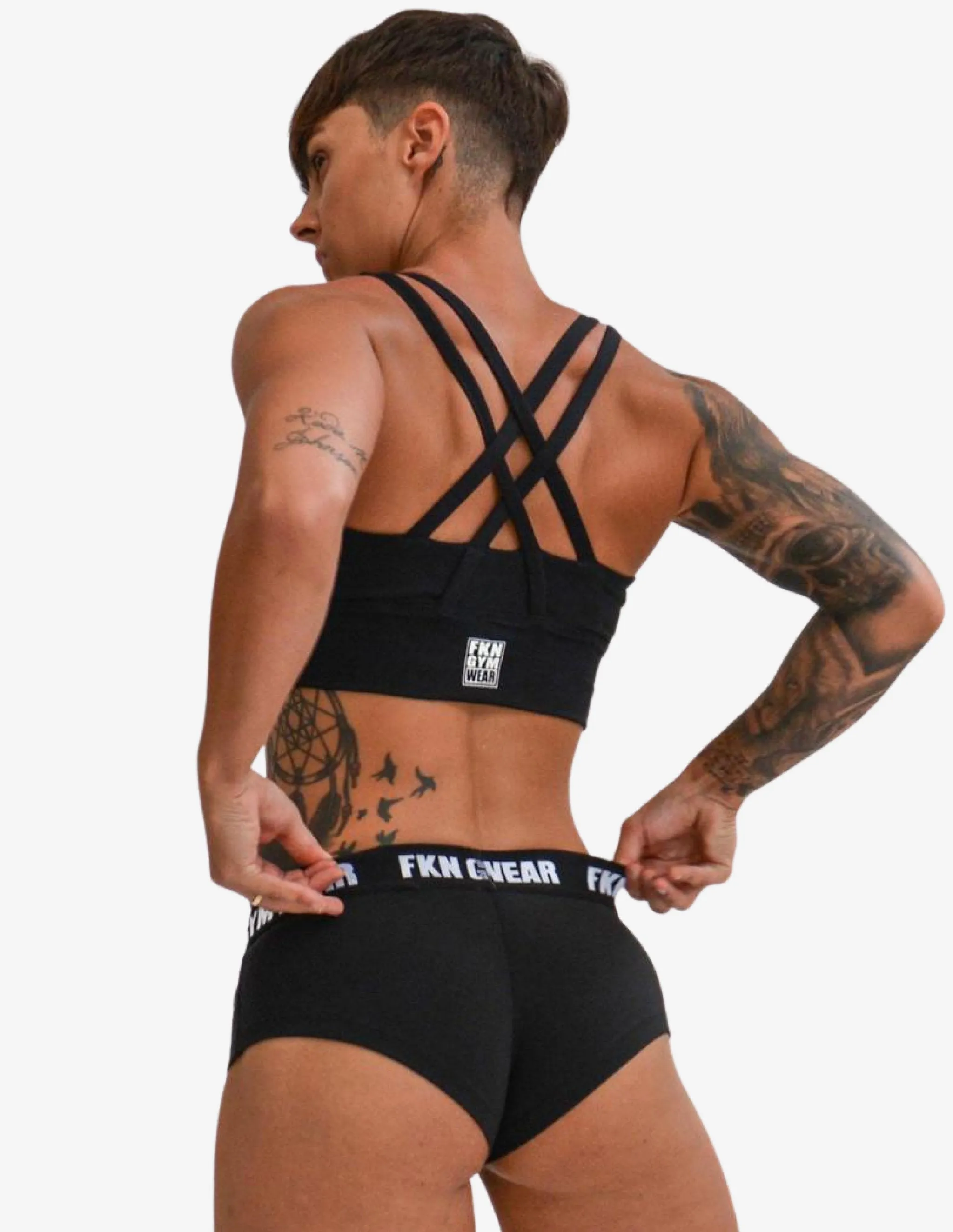 WOMEN'S GYM CROP TOP | STRAPPED BLACK