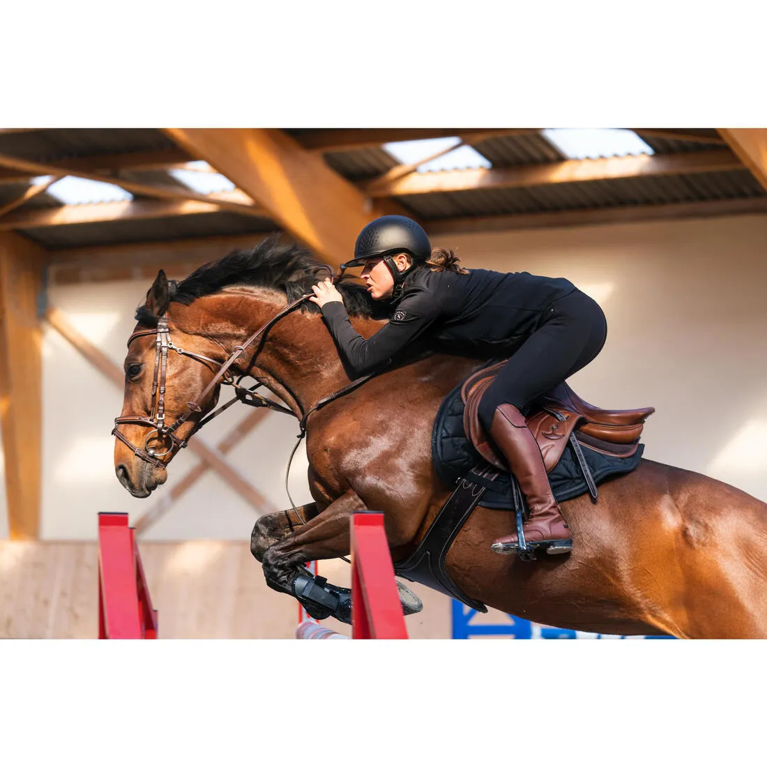 Women's Horse Riding Zipped Sweatshirt 500 - Black