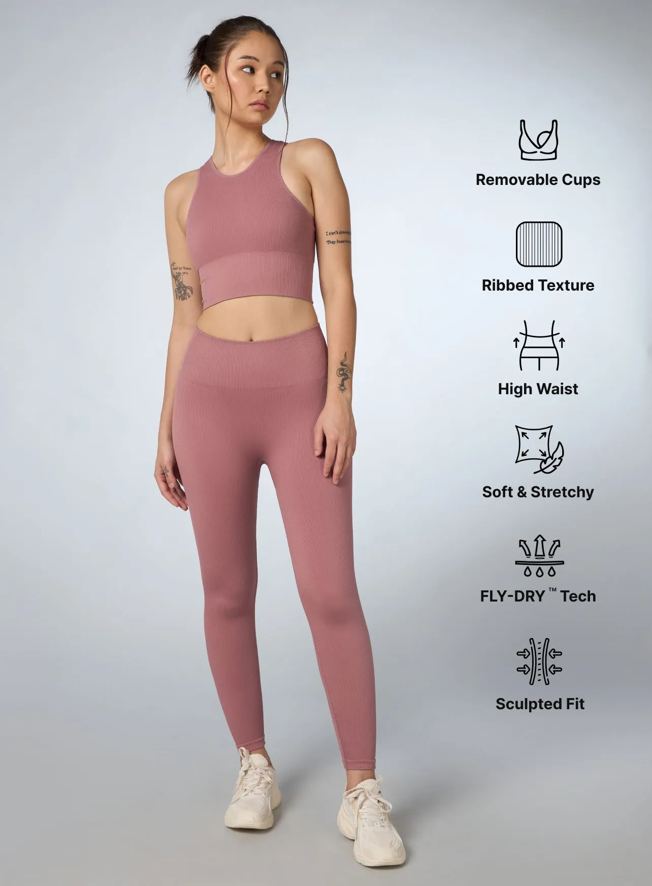 Women's Pink Versatile Seamless Co-ord Set