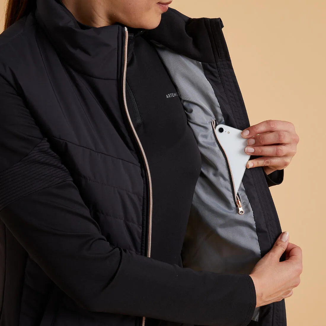 Women's Sleeveless Horse Riding Down Jacket 500 Zip